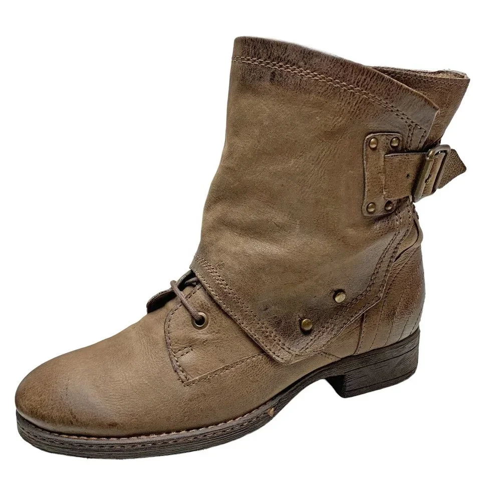 MJUS Taupe Calfskin Leather Zip‎ Ankle Boots